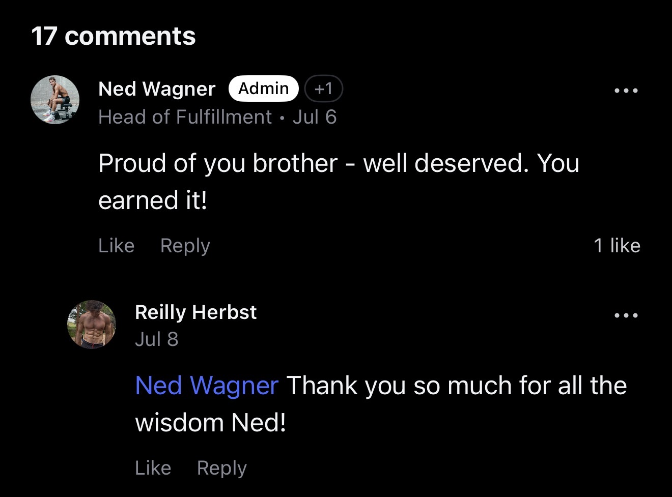 Client win: community praise for Reilly Herbst hitting a milestone